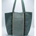 Sac Saint Tropez vert avec pompons noir Fouta Tunisia - 2