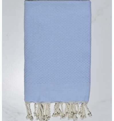 FOUTA Nid d'abeille unie bleu ciel