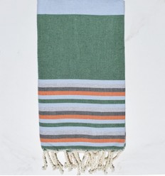 Fouta 5 couleurs : vert, bleu fumée, orange, ardoise et gris Fouta Tunisia - 1