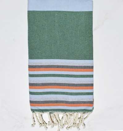 Fouta 5 couleurs : vert, bleu fumée, orange, ardoise et gris