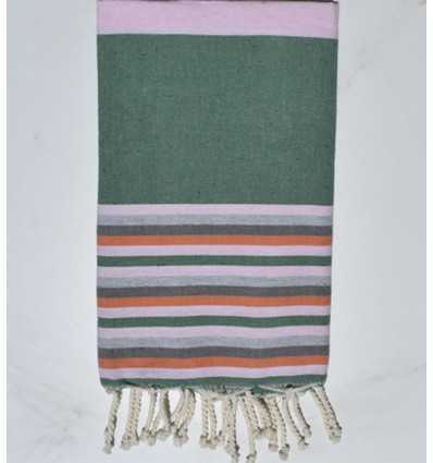 Fouta rose bébé, vert, gris clair, gris et orange