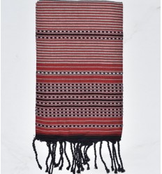 Fouta arabesque rouge, gris clair et noir Fouta Tunisia - 1