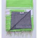 Fouta plate vert prairie doublée éponge gris Fouta Tunisia - 1