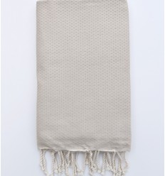 FOUTA nid d'abeille unie beige Fouta Tunisia - 1