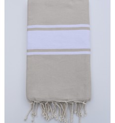 Serviette de plage plate beige clair Fouta Tunisia - 1