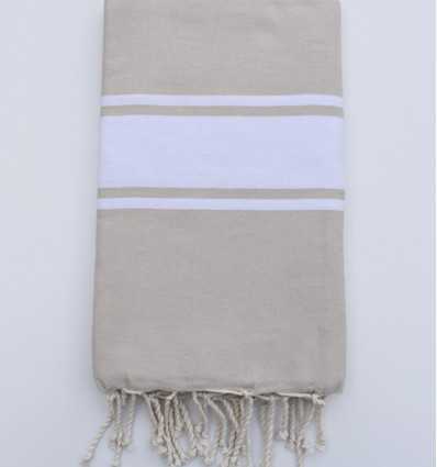 Serviette de plage plate beige clair Fouta Tunisia - 2