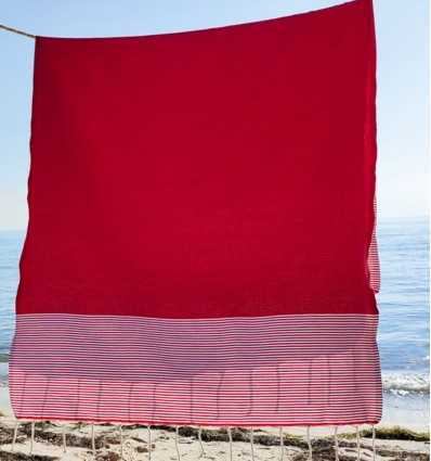 Serviette de plage nid d'abeille rouge clair