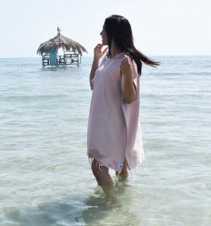 Poncho de plage vieux rose Fouta Tunisia - 1