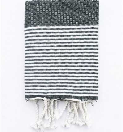 Lot de 10 serviettes de table vert bouteille Fouta Tunisia - 1