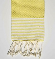 Lot de 10 serviettes de table couleur jaune Fouta Tunisia - 1