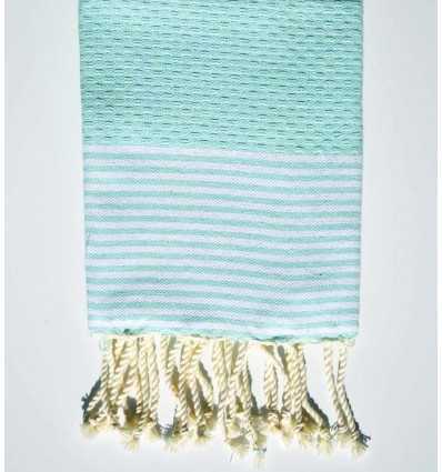 Serviette de table vert d'eau avec rayures Fouta Tunisia - 2