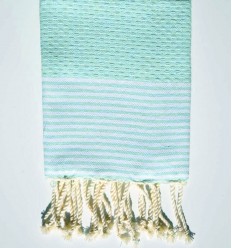 Serviette de table vert d'eau avec rayures Fouta Tunisia - 1