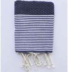 Serviette de table bleu nuit avec rayures Fouta Tunisia - 1