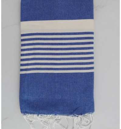 Grande fouta bleu denim avec rayures