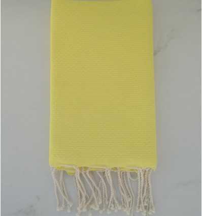 FOUTA Nid d'abeille unie jaune citron