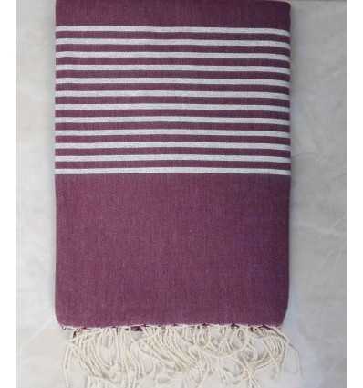 Grande fouta mauve bordeaux au fil lurex argenté