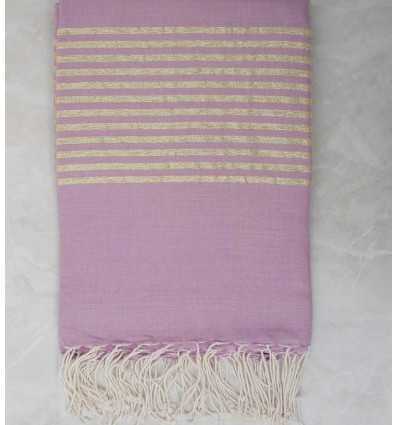 Grande fouta rose au fil lurex doré