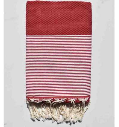 Fouta nid d'abeille rouge carmin