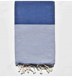 Fouta nid d'abeille bleu de cobalt Fouta Tunisia - 1