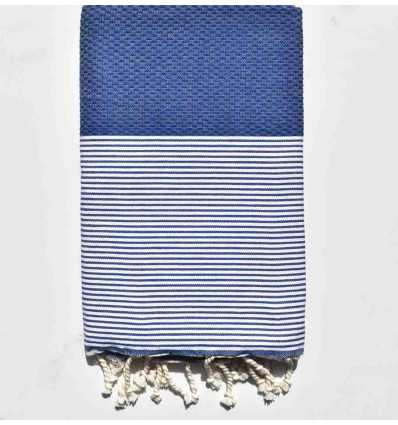 Fouta nid d'abeille bleu de cobalt