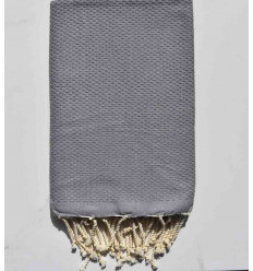 FOUTA nid d'abeille unie gris ardoise Fouta Tunisia - 1