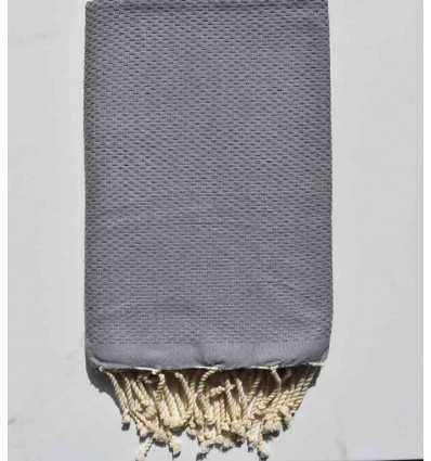 FOUTA nid d'abeille unie gris ardoise