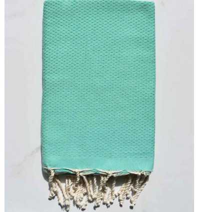 FOUTA nid d'abeille unie vert turquoise