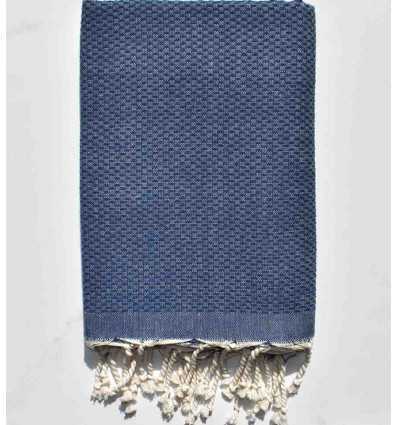 FOUTA nid d'abeille unie bleu marine Fouta Tunisia - 2