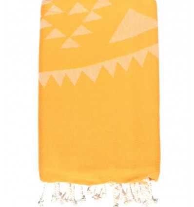 Serviette de plage bohémian jaune moutarde