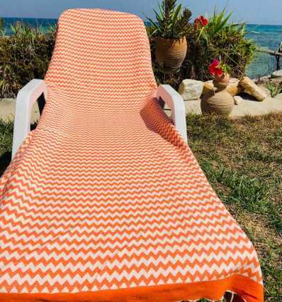 Fouta zigzag orange