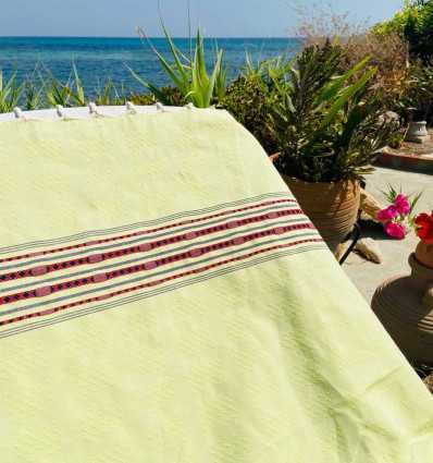 Fouta thalasso vert pistache avec motifs Fouta Tunisia - 3