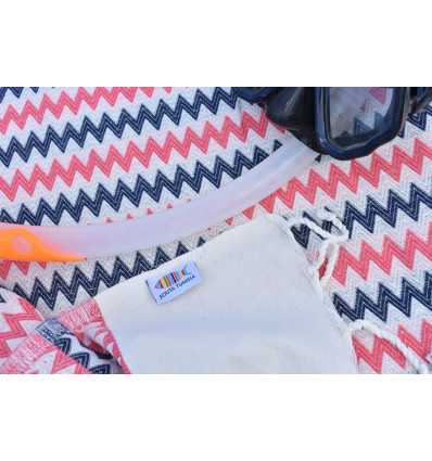 Fouta zigzag blanc crème, rose et bleu Fouta Tunisia - 3