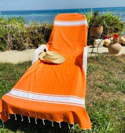 Fouta plate orange vif