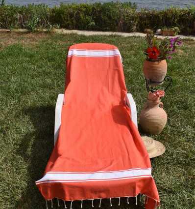 Fouta plate couleur corail Fouta Tunisia - 1