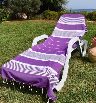 Fouta arthur violet avec rayures