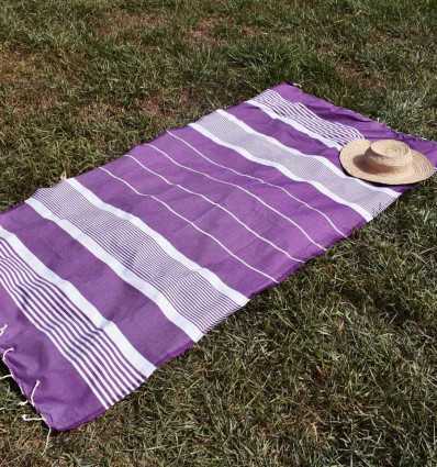 Fouta arthur violet avec rayures Fouta Tunisia - 4