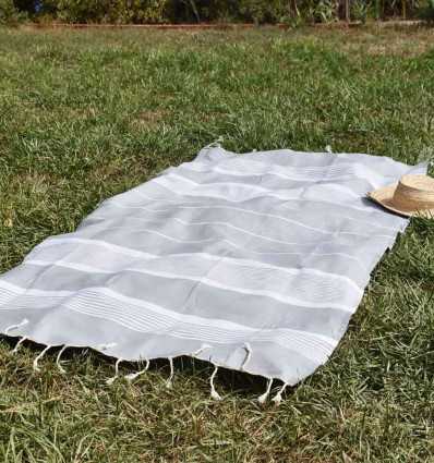 Fouta arthur bleu gris avec rayures Fouta Tunisia - 2