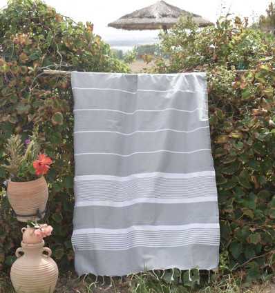 Fouta arthur bleu gris avec rayures Fouta Tunisia - 3