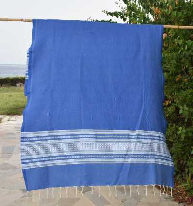 Serviette de plage arabesque bleu et bleu fumée