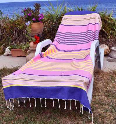 Fouta 5 couleurs rose, bleu denim, jaune, gris clair et anthracite