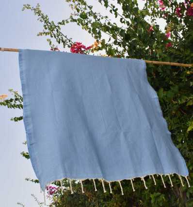 FOUTA NID D4ABEILLE unie bleu Fouta Tunisia - 3
