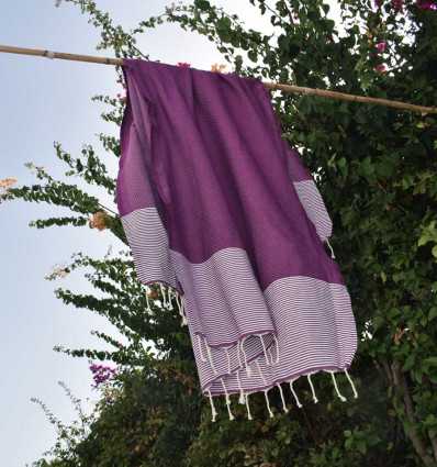 Fouta nid d'abeille violine Fouta Tunisia - 4