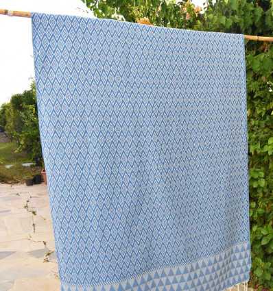 Fouta Jaquard Diamant bleu