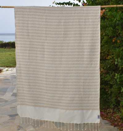 Fouta zigzag grège