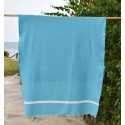 Fouta Nid d’abeille Bleu céleste avec bandes blanche Fouta Tunisia - 1