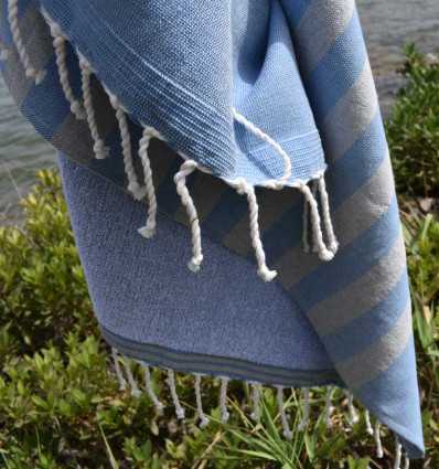 Eponge bleu et gris très clair Fouta Tunisia - 3