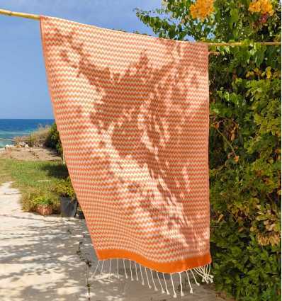 Fouta zigzag orange Fouta Tunisia - 3