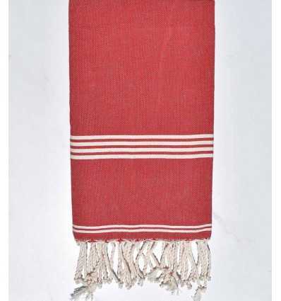 Fouta Mykonos en coton recyclé rouge Fouta Tunisia - 3