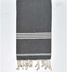 Fouta Mykonos en Coton Recyclé gris foncé Fouta Tunisia - 1