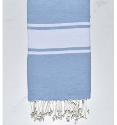 Fouta en Coton Recyclé bleu ciel Fouta Tunisia - 1